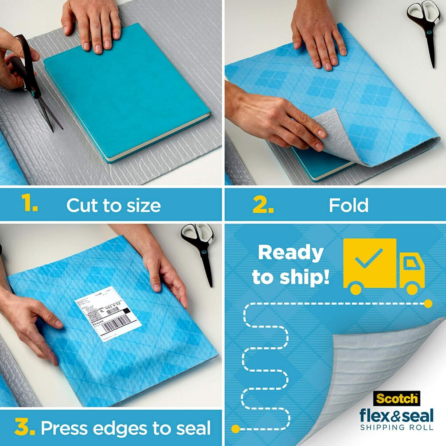 Scotch Flex and Seal Shipping Roll, 20 Ft x 15 in, Just Ship It, No Boxes, No Tape, Easy Packaging Alternative to Poly Mailers, Shipping Bags, Bubble Mailers, Padded Envelopes, Boxes (FS-1520)