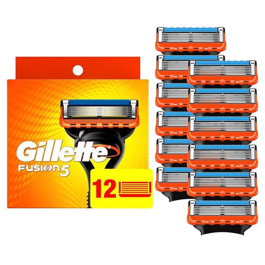 Gillette Fusion5 Razor Refills for Men, 5 Bladed Razor, with Precision Trimmer and Lubrastrip for a Close Shave, 12 Razor Blade Refills