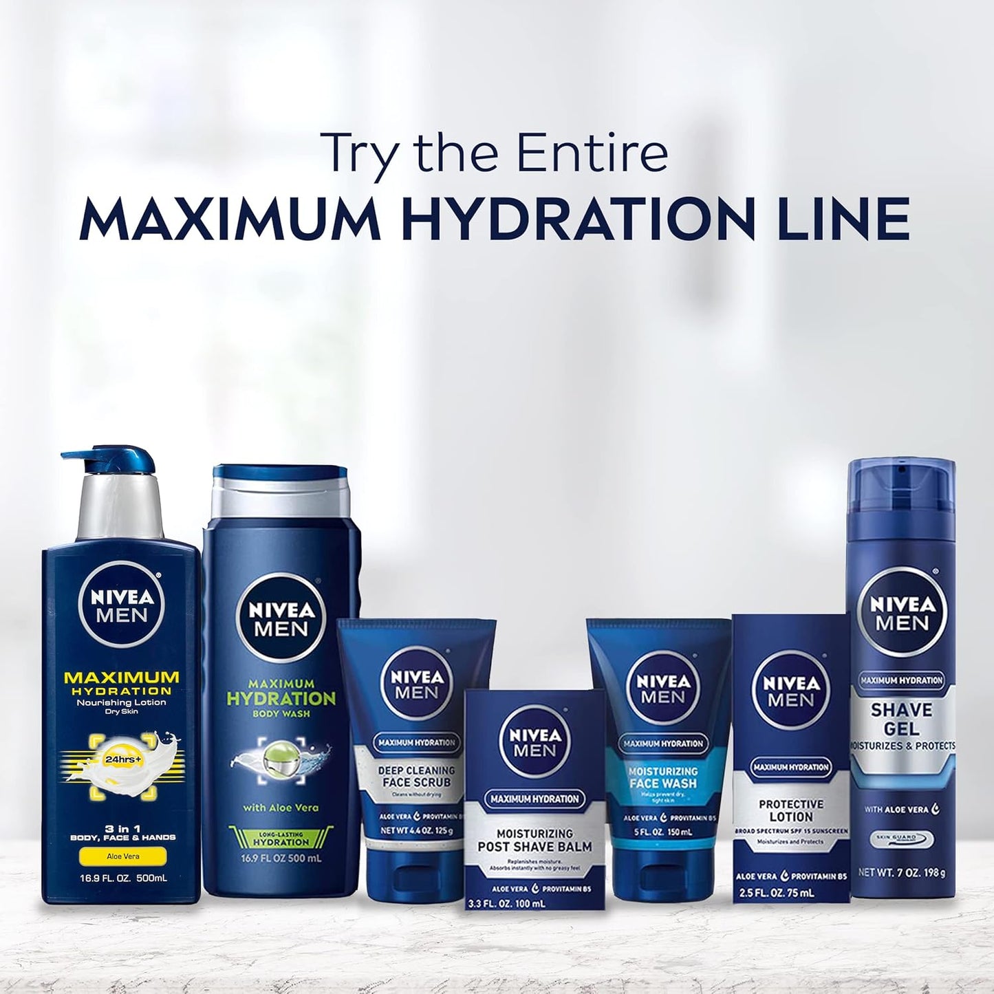 NIVEA MEN Maximum Hydration 3-in-1 Nourishing Body Lotion with Aloe Vera, Body Lotion for Men with Dry Skin, 16.9 Fl Oz Bottle