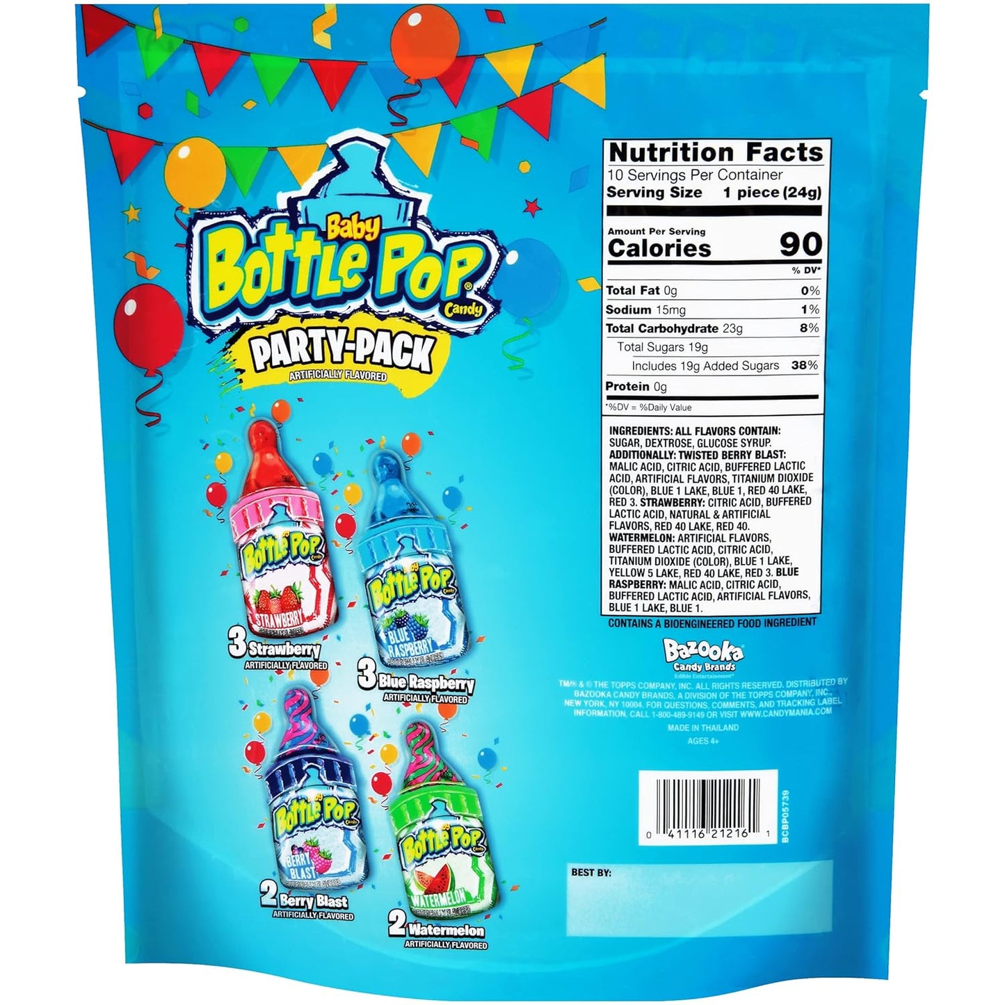 Baby Bottle Pop Halloween Bulk Candy Lollipops 10 Ct - Individually Wrapped Hard Candy w/ Powdered Sugar Dip in Assorted Fruity Flavors - Fun Candy For Kids, Party Favors, Trick Or Treat Goodie Bags