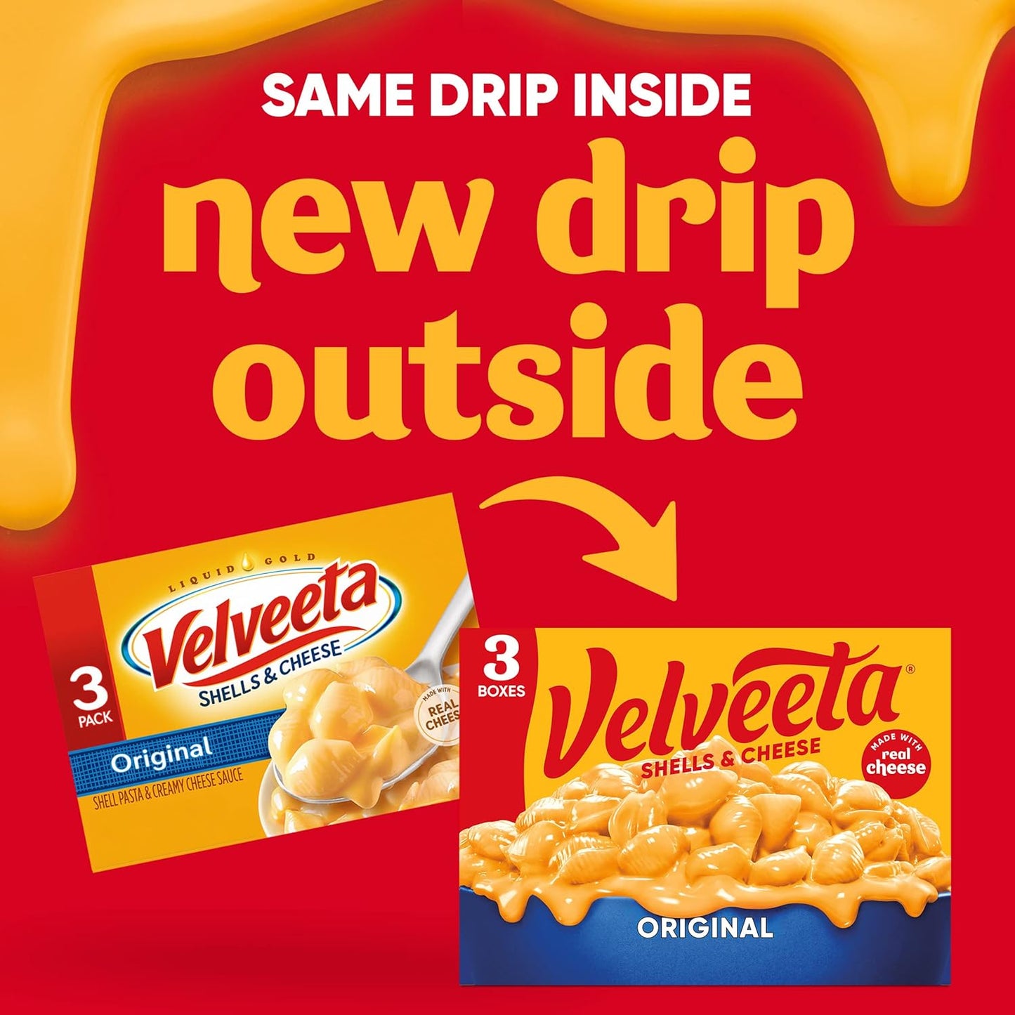 Velveeta Shells & Cheese Original Shell Pasta & Cheese Sauce Meal (3 ct Pack, 12 oz Boxes)