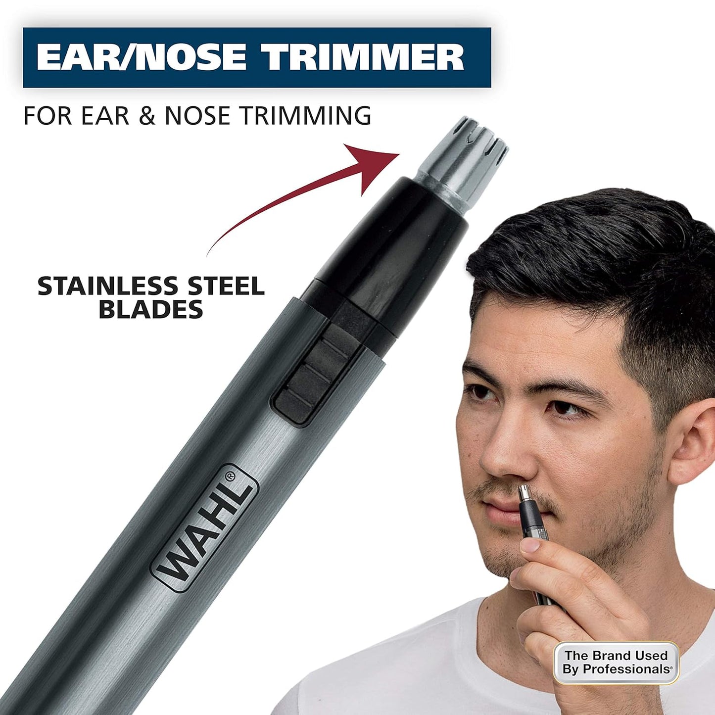 Wahl Micro Groomsman Battery Personal Trimmer for Hygienic Grooming with Rinseable, Interchangeable Heads for Eyebrows, Neckline, Nose, Ears, & Other Detailing - 05640-600