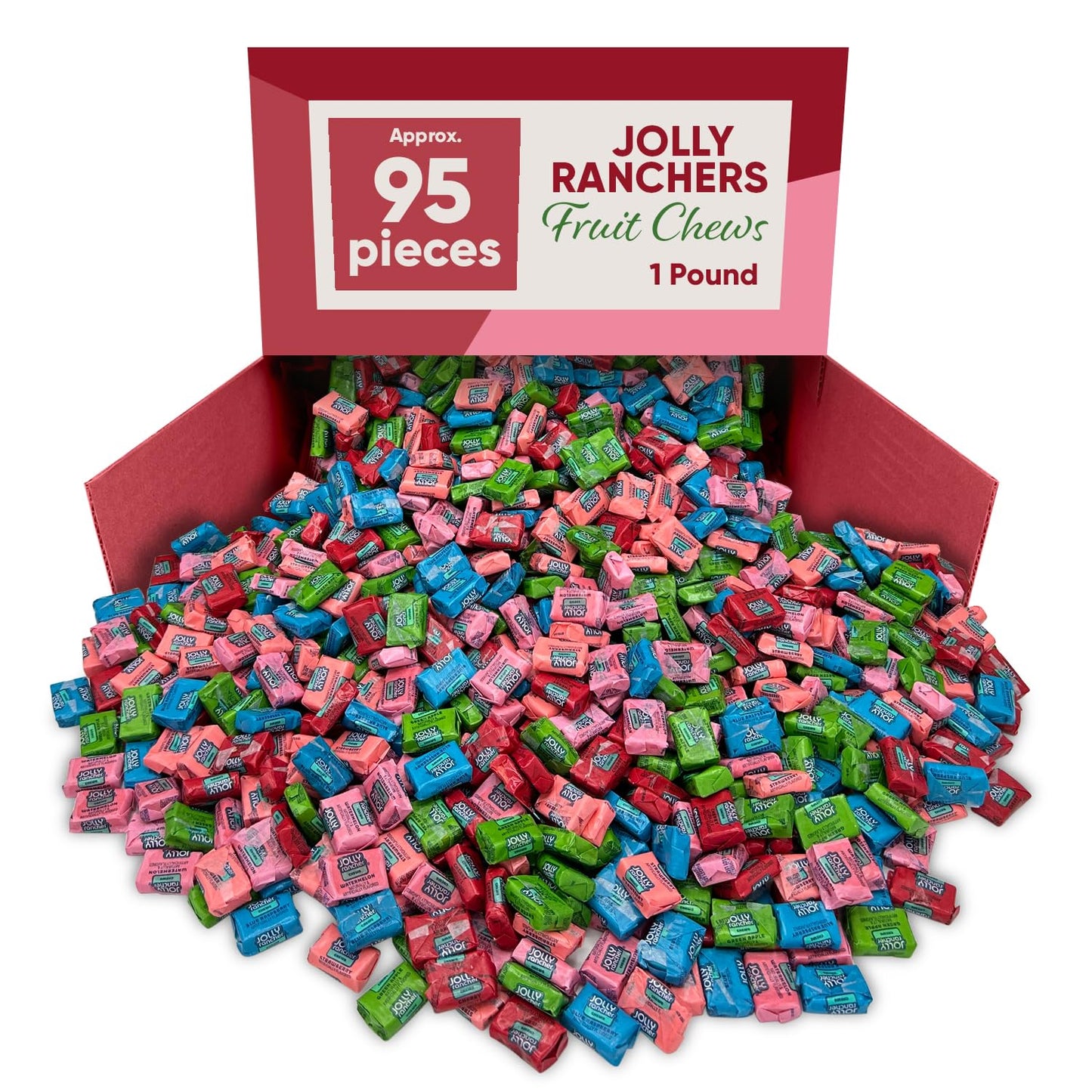 Jolly Ranchrs Fruit Chews Bulk Candy Individually Wrapped - 1 Pound Approx 95 Fruit Chews