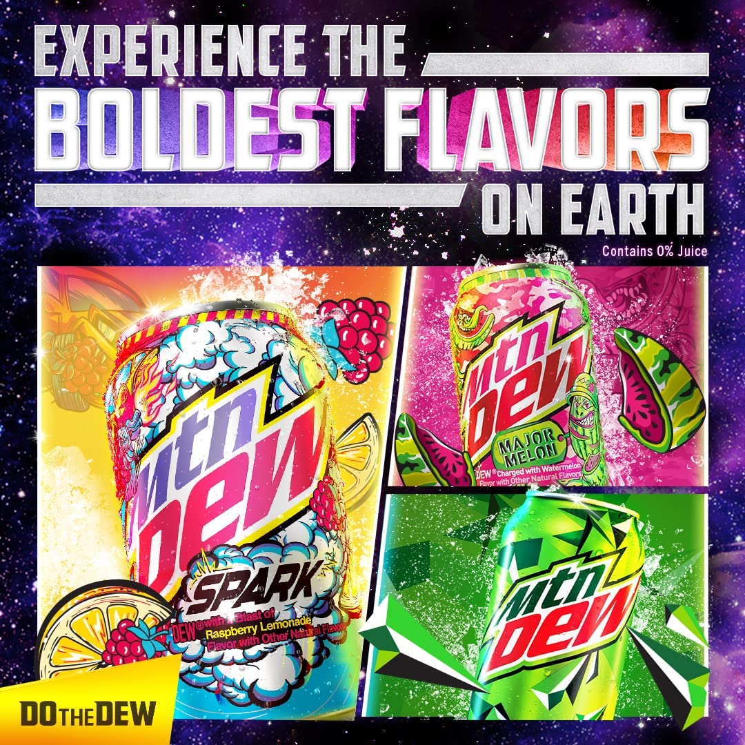 Mountain Dew Soda, Mini Cans, 7.5 Fl Oz (Two packs of 10)