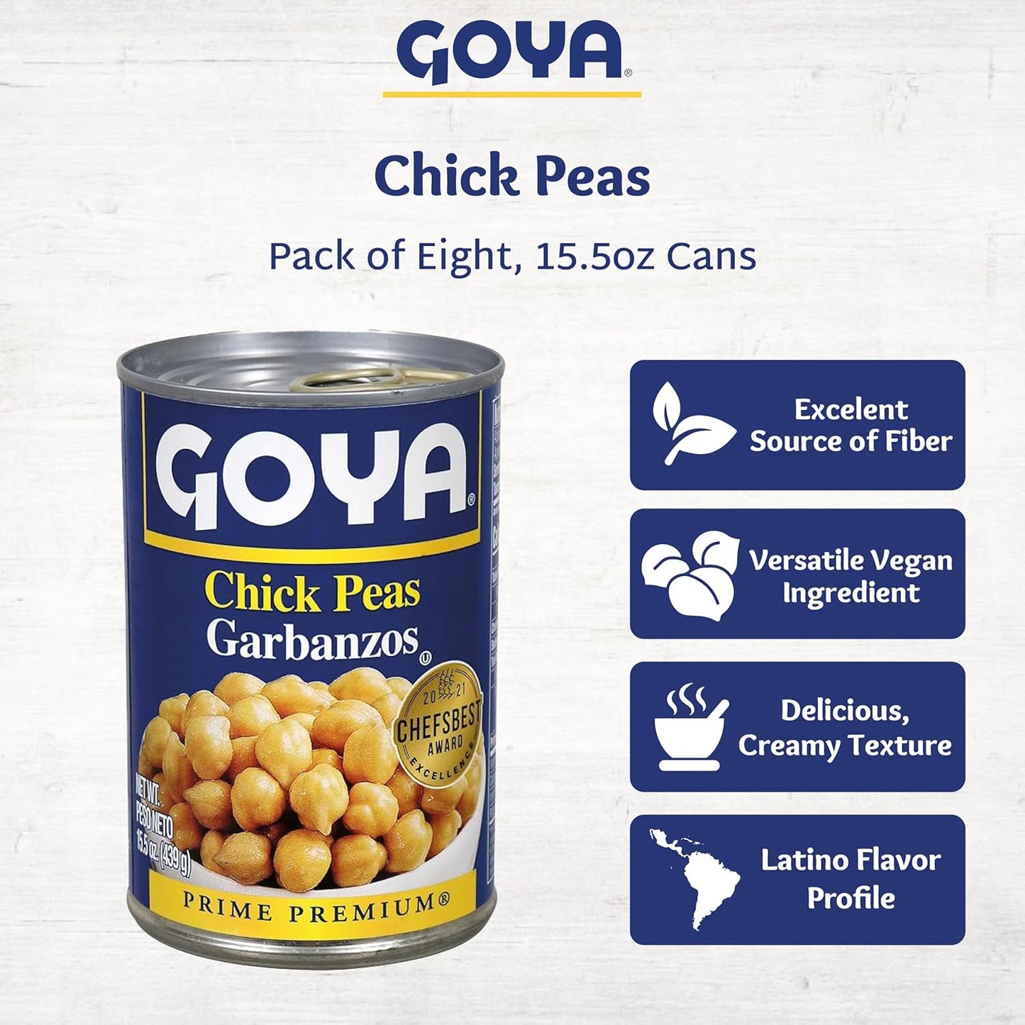 Goya Foods Chick Peas, Garbanzo Beans, 15.5 Ounce (Pack of 8)