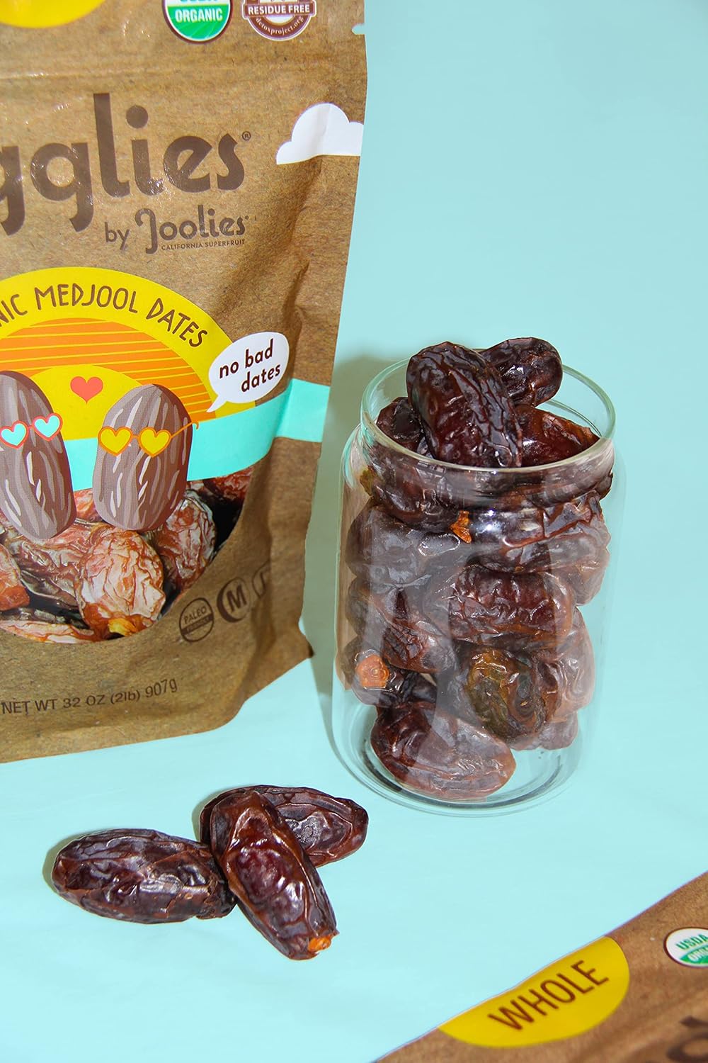 Ugglies By Joolies Organic Whole Medjool Dates | 2 Pound Pouch | Fresh California Grown Fruit | Vegan, Gluten-Free, Paleo, No Sugar Added | Great Gift for Friends & Family