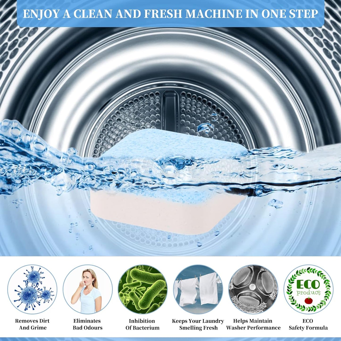 48 Pack Washing Machine Cleaner - Deep Cleaning Formula Tablets for Front and Top Loader Washer Machines