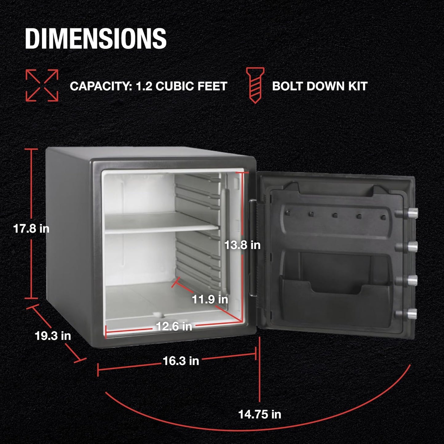 SentrySafe Waterproof and Fireproof Gun Metal Gray Alloy Steel Safe Box for Home, Office with Combination Lock, 1.23 Cubic Feet, SFW123DSB