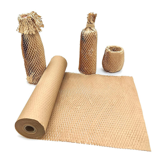 Honeycomb Packing Paper, 15" x 131' Packing Paper Substitute Alternative for Bubble Cushioning Wrap for Moving Shipping Packaging, Recyclable Moving Supplies Bubble Packing Wrap Protective Roll