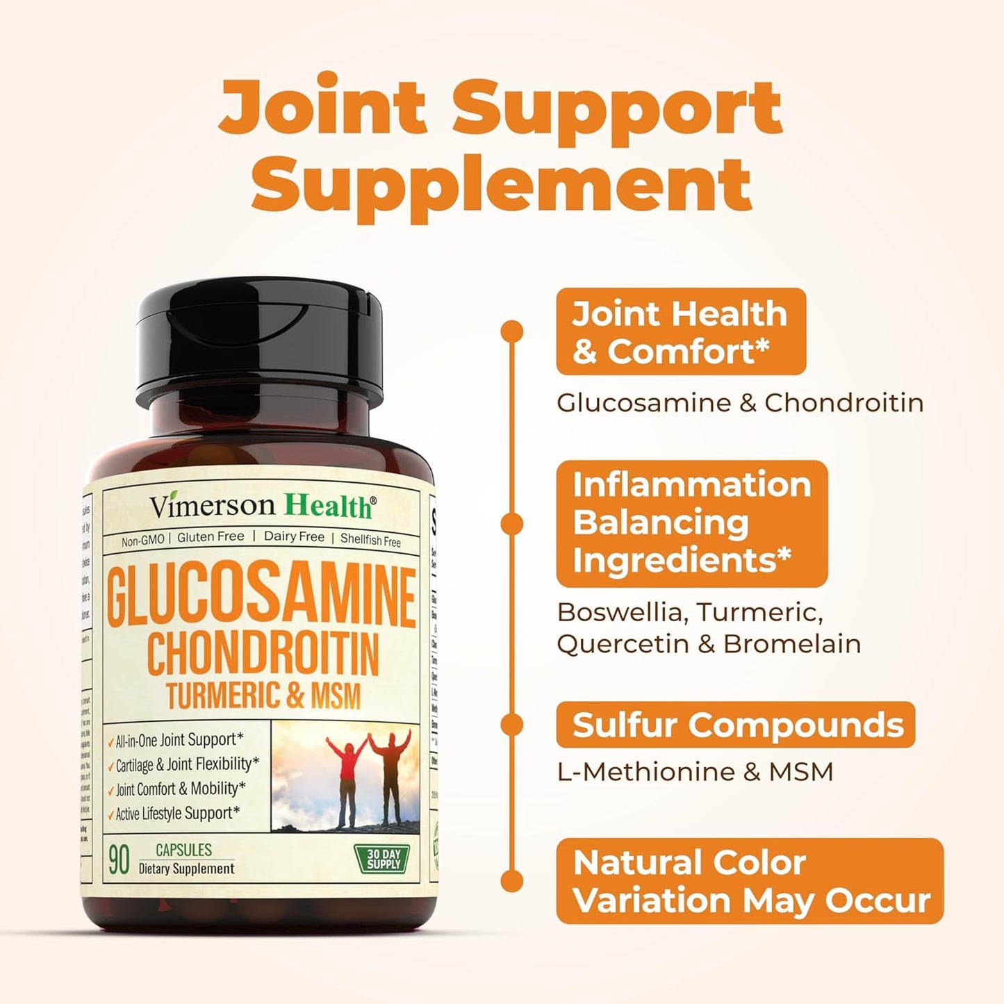 Glucosamine Chondroitin MSM and Turmeric Supplement - Joint Support Supplement with Boswellia & Glucosamine Sulfate 1500 mg. Joint Health Chondroitin Sulfate MSM Supplement for Women & Men 90 Capsules