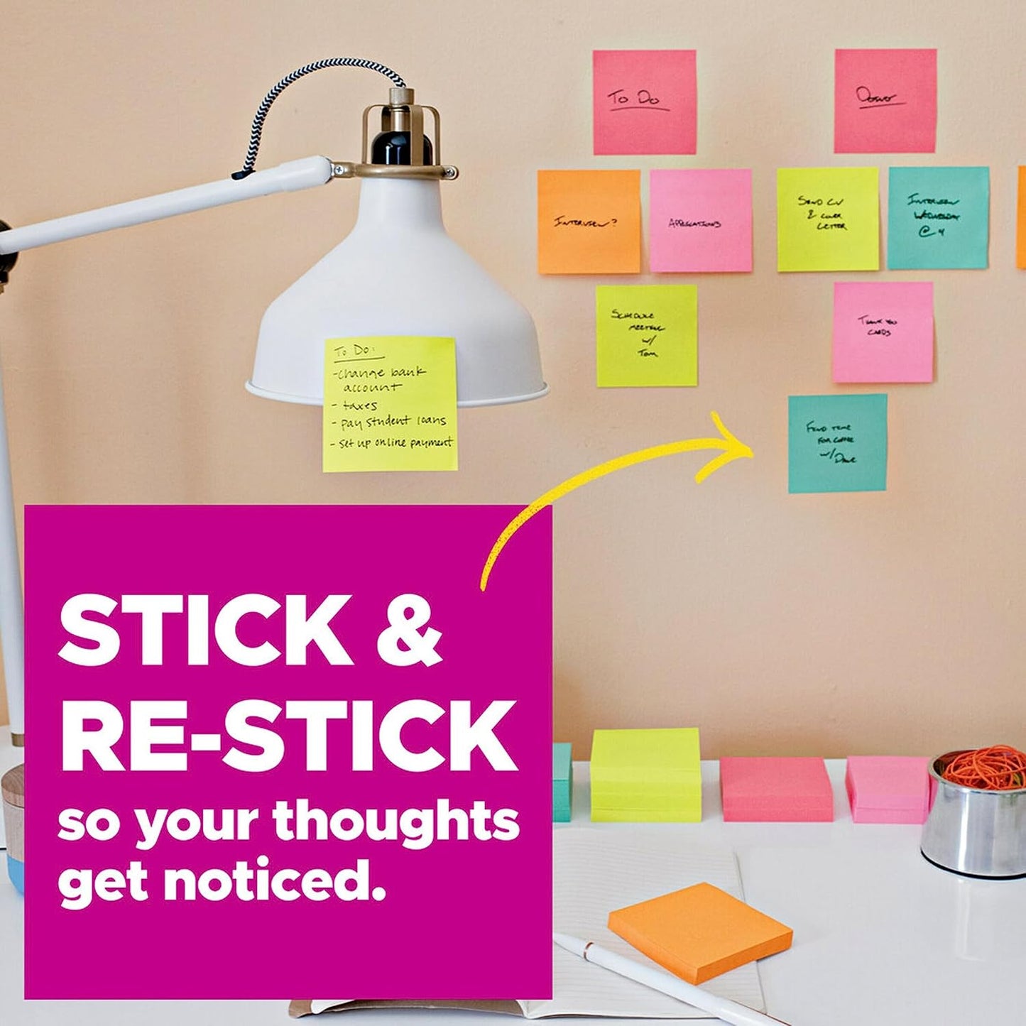 Post-it Super Sticky Notes, 3 Sticky Note Pads, 3 x 3 in., School Supplies for Students, Ideal for Textbooks, Notebooks, Walls and Vertical Surfaces, Energy Boost Collection