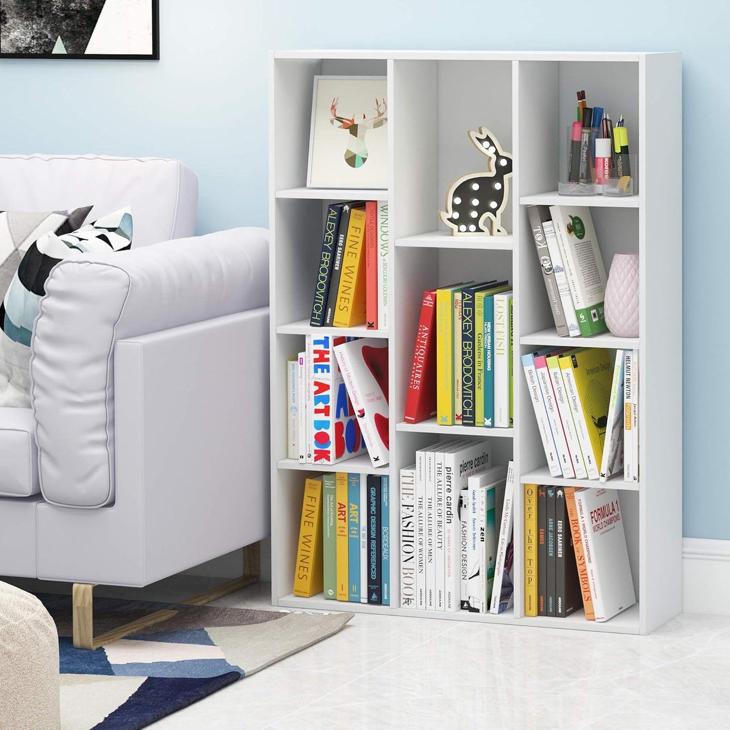 Furinno Luder Bookcase / Book / Storage , 11-Cube, White