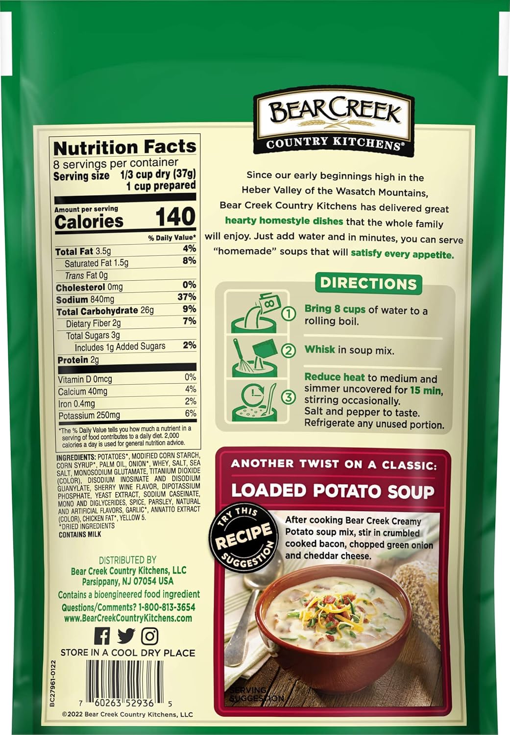 Bear Creek Soup Mix, Creamy Potato, 10.5 Ounce