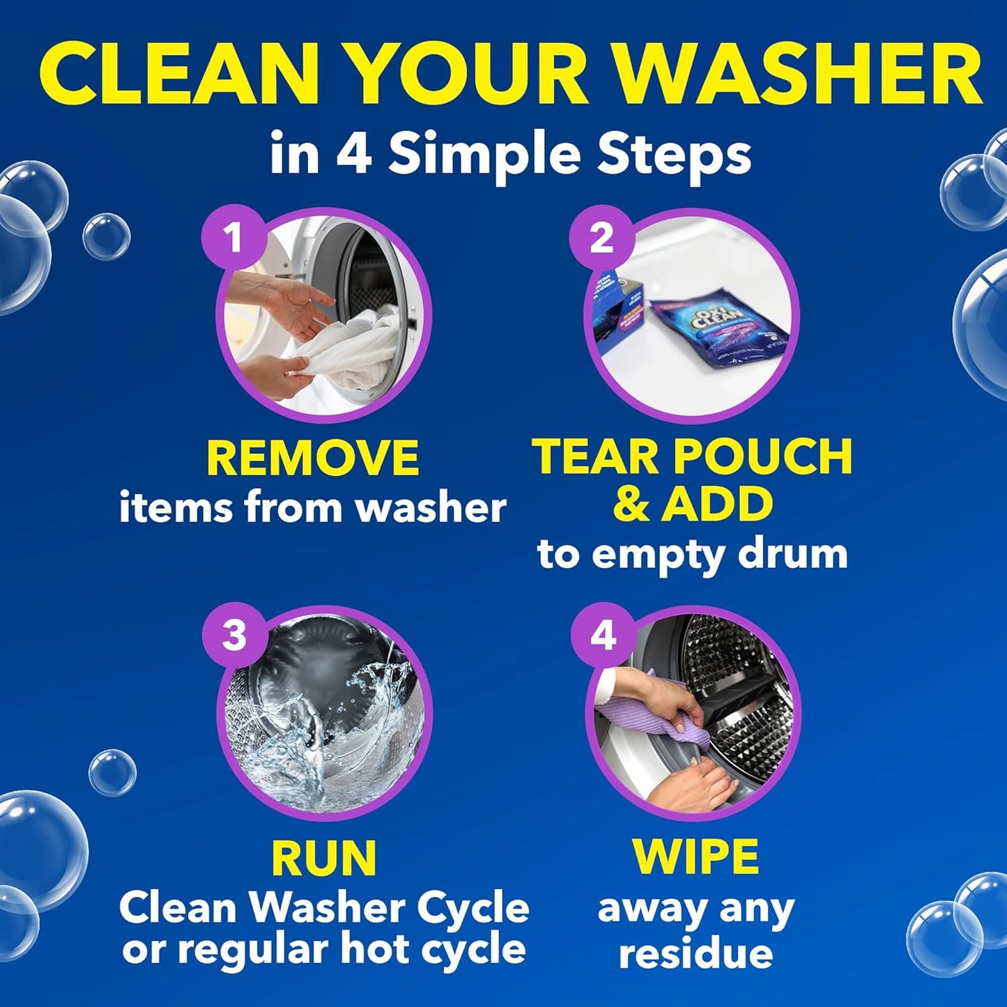 OxiClean Washing Machine Cleaner with Odor Blasters, 4 Count