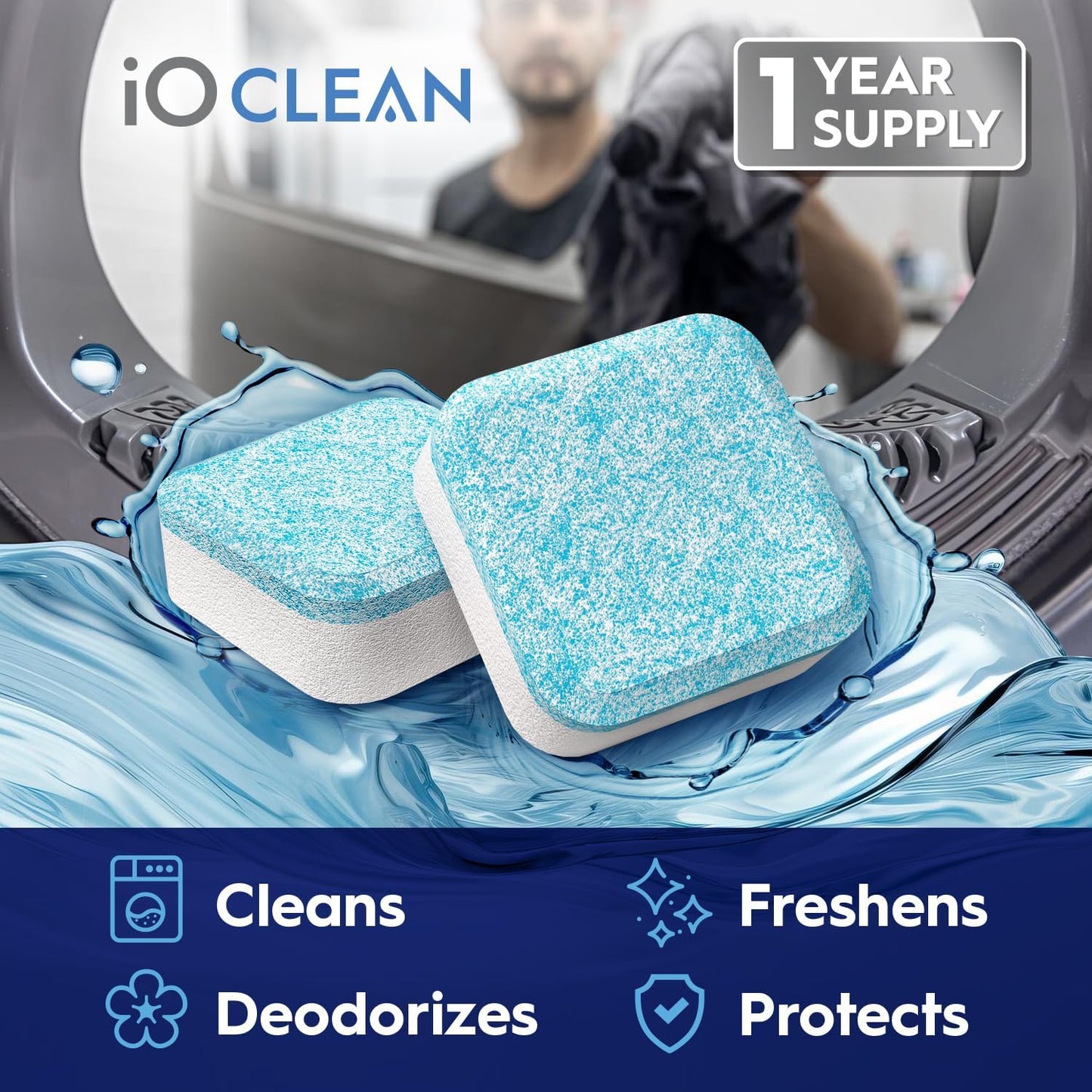 Washing Machine Cleaner and Descaler Tablets 24 Pcs - Deep Clean and Descaling for HE Front and Top Loaders Washer - High-Efficiency Tablets for a Fresh, Spotless Laundry, Remove Odor - 1 Year Supply