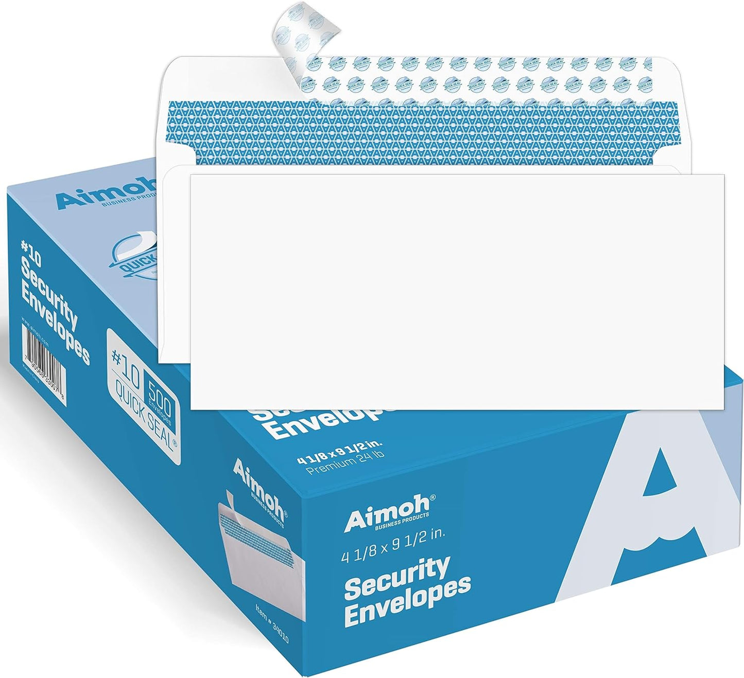 Security Self-Seal Envelopes, Windowless Design, Premium Security Tint Pattern, Ultra Strong Quick-Seal Closure - EnveGuard - Size 4-1/8 x 9-1/2 Inches - White - 24 LB - 500 Count (34010)