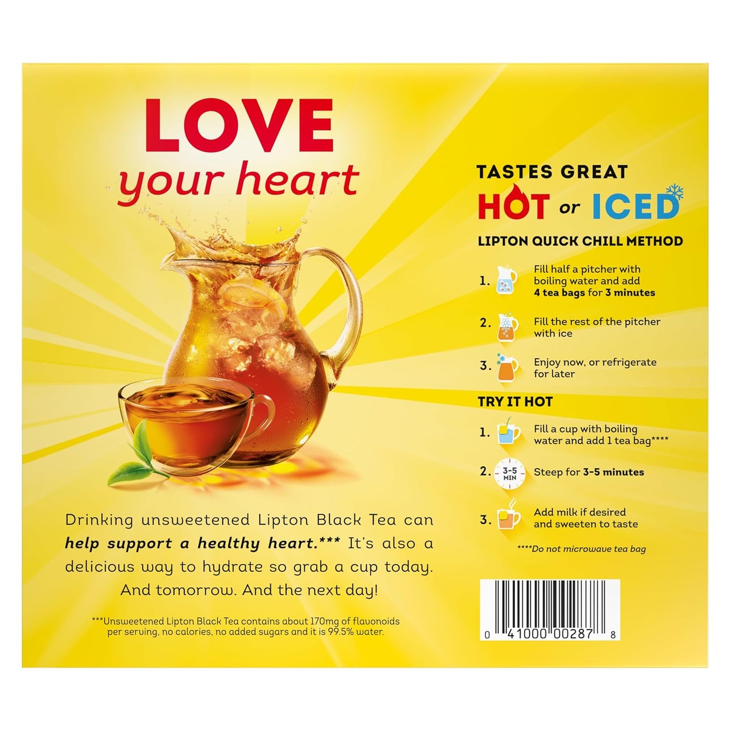 Lipton Tea Bags, Black Tea, Iced or Hot Tea, Can Support Heart Health, 100 Total Tea Bags