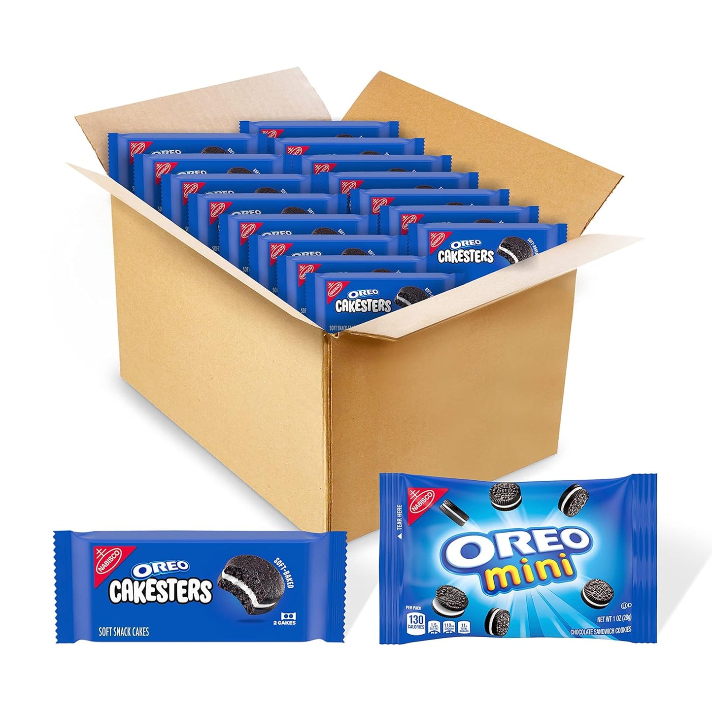 OREO Cakesters Soft Snack Cakes, 3 - 5 Count Packs (15 Total Snack Packs) + Bonus OREO Mini Cookie Snack Pack