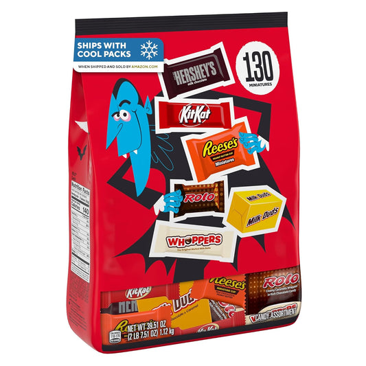 Hershey Miniatures Assorted Flavored, Halloween Candy Bulk Bag, 39.51 oz (130 Pieces)