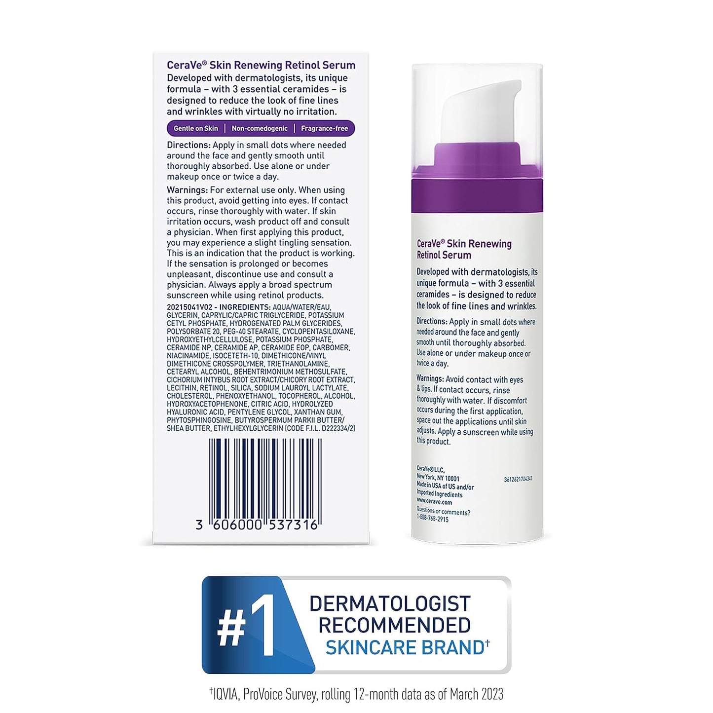 CeraVe Anti Aging Retinol Serum | Cream Serum for Smoothing Fine Lines and Skin Brightening | With Retinol, Hyaluronic Acid, Niacinamide, and Ceramides | 1 Ounce