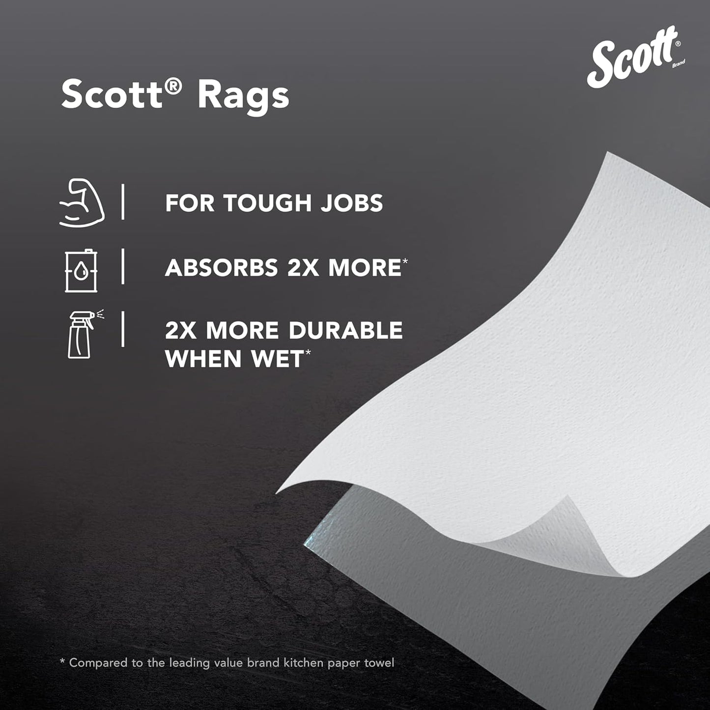 Scott® Rags In A Box™ (75260), White, 200 Shop Towels/Box, 8 Boxes/Case, 1,600 Towels/Case