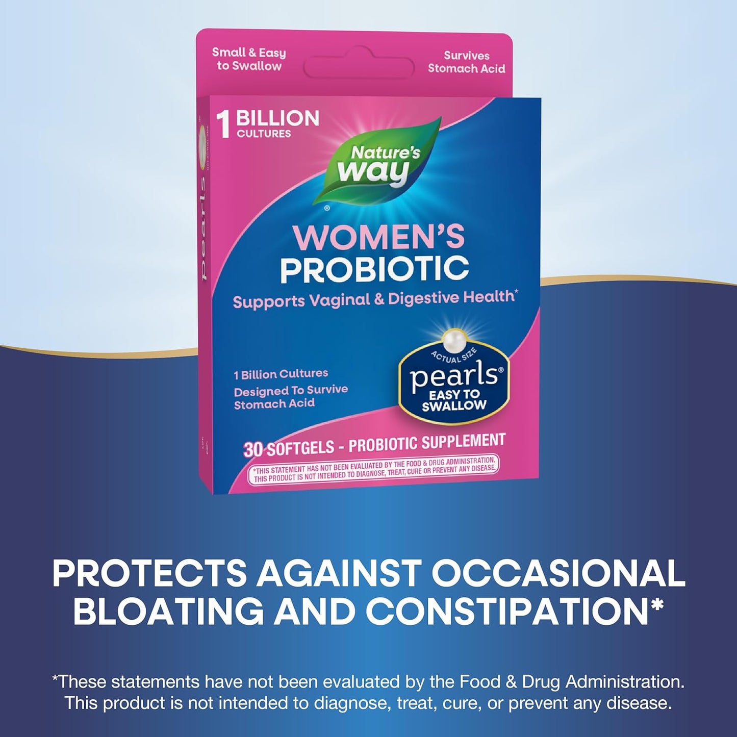 Nature's Way Women's Probiotic Pearls, Supports Vaginal and Digestive Health*, 1 Billion Live Cultures, No Refrigeration Required, 30 Softgels (Packaging May Vary)