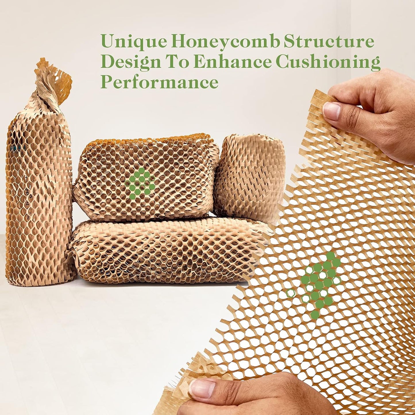 Honeycomb Packing Paper, 15" x 131' Packing Paper Substitute Alternative for Bubble Cushioning Wrap for Moving Shipping Packaging, Recyclable Moving Supplies Bubble Packing Wrap Protective Roll