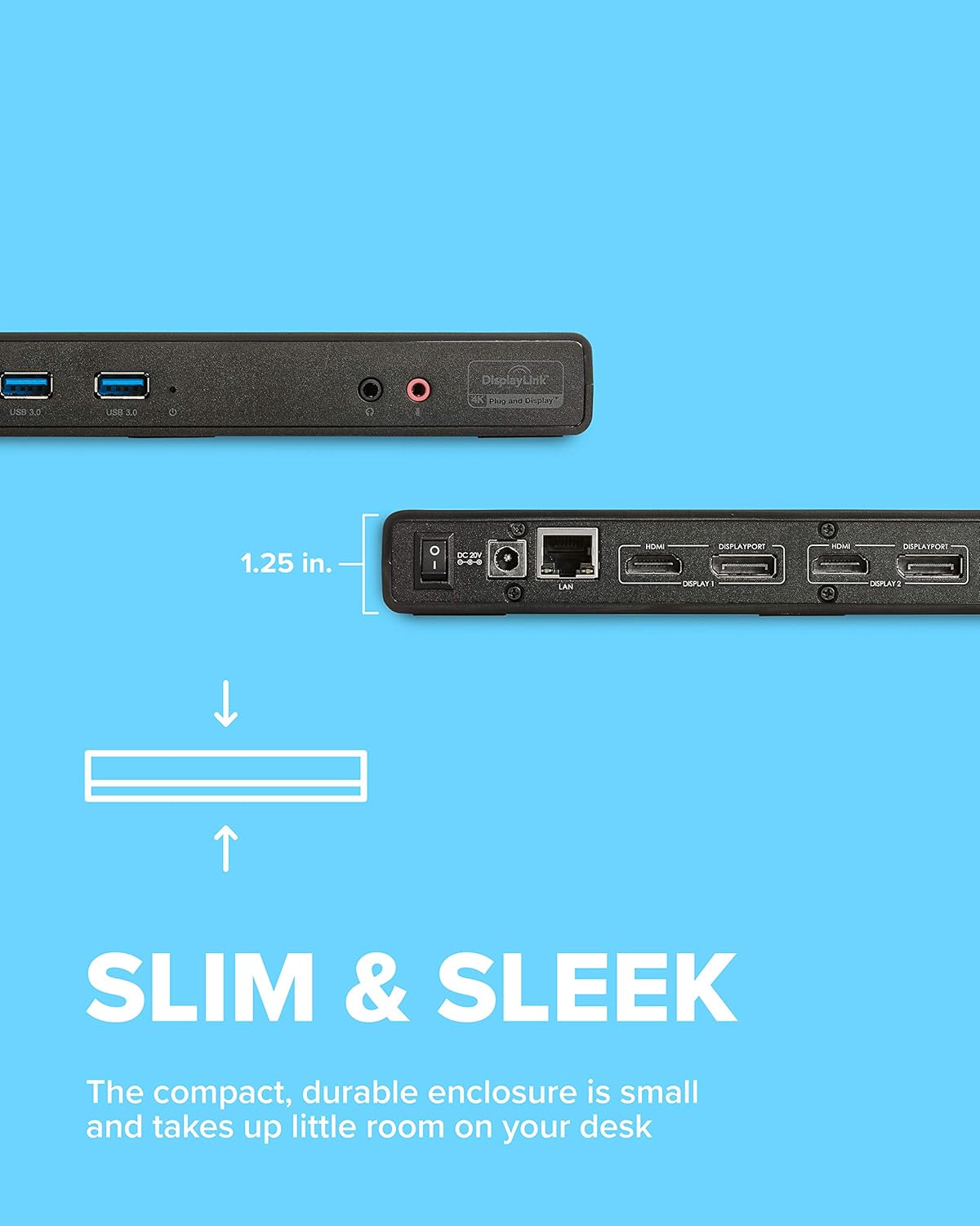 VisionTek VT4000 Universal USB Dual Monitor Docking Station - 2x HDMI, 2x DP, 6x USB-A, Audio and Ethernet for Windows / MacOS / ChromeOS