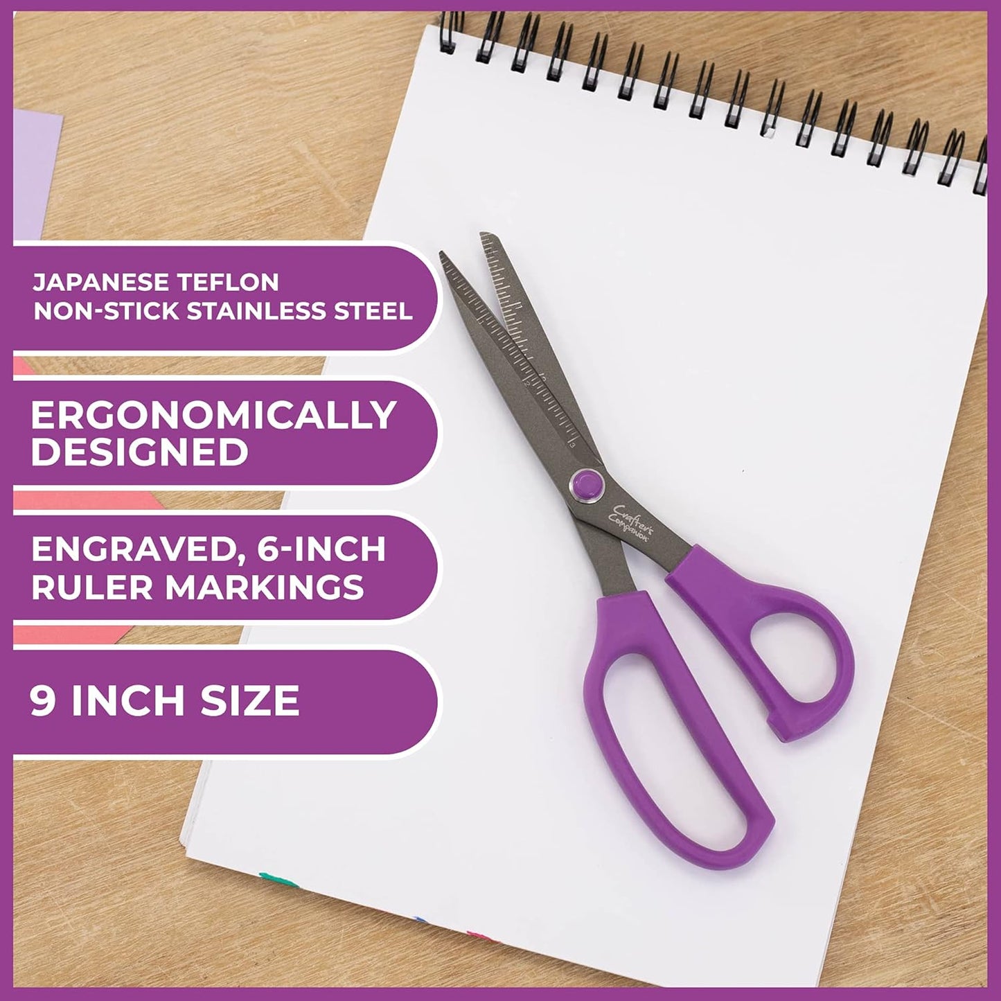 Crafter's Companion Straight Scissors for Paper and Card Crafting & Cutting Projects-9 Inch, Silver