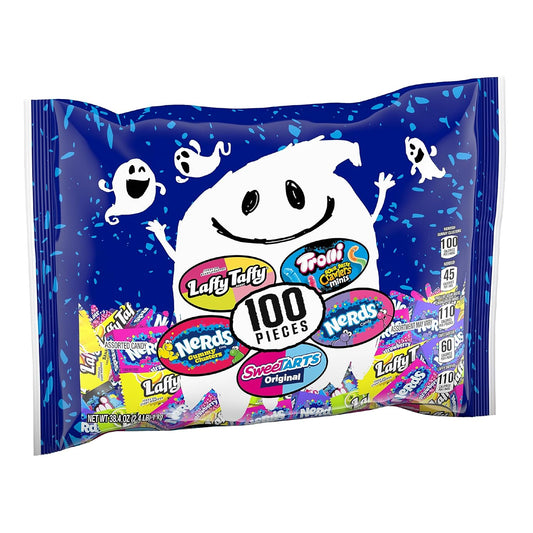 Ghost Goodies Halloween Candy Mixed Bag, SweeTARTS, Nerds, Trolli, Laffy Taffy, 100 count