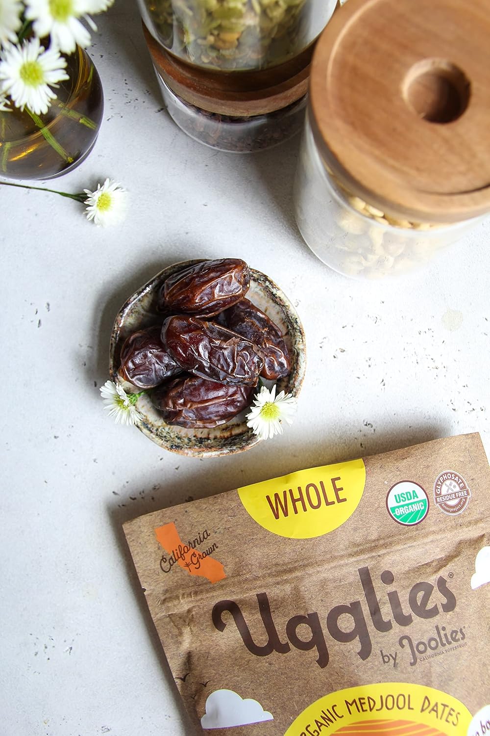 Ugglies By Joolies Organic Whole Medjool Dates | 2 Pound Pouch | Fresh California Grown Fruit | Vegan, Gluten-Free, Paleo, No Sugar Added | Great Gift for Friends & Family