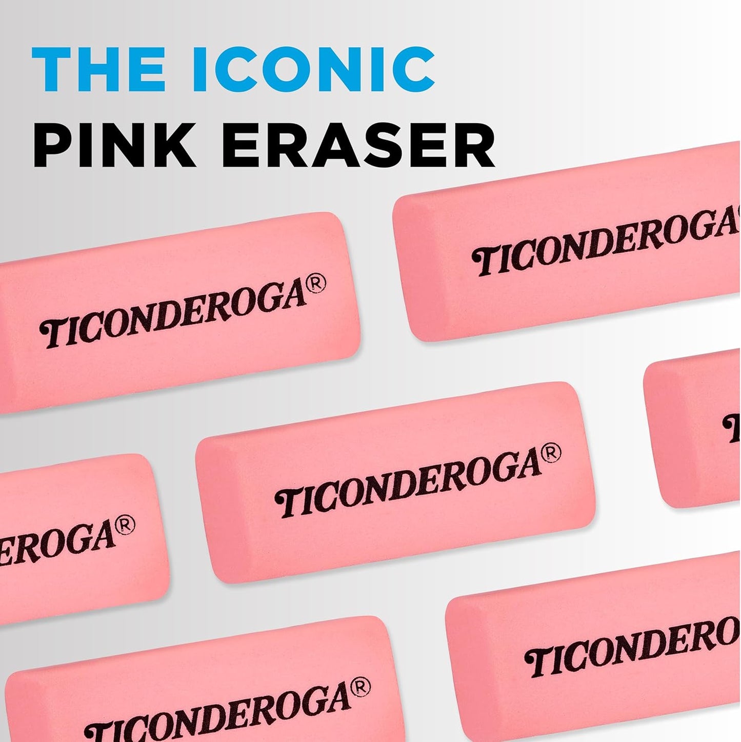 Ticonderoga Wedge Erasers, Pink, 3 Count