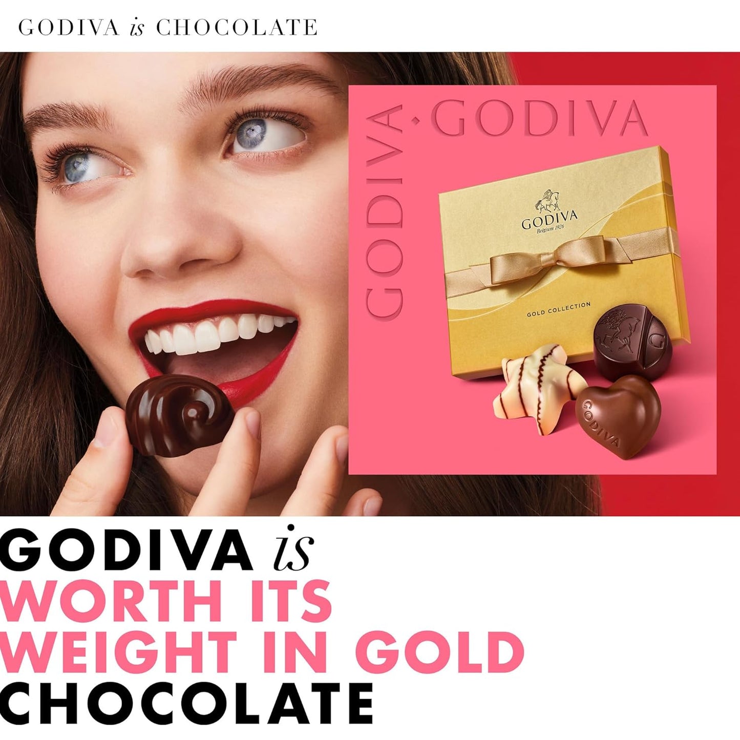 Godiva Chocolatier Chocolate Gift Box for Birthday, Thank You, Anniversary, Congratulations Gift Basket Gold Ribbon Gourmet Candy Assortment with Praline, Caramel in Milk, White, Dark Chocolate, 19pc