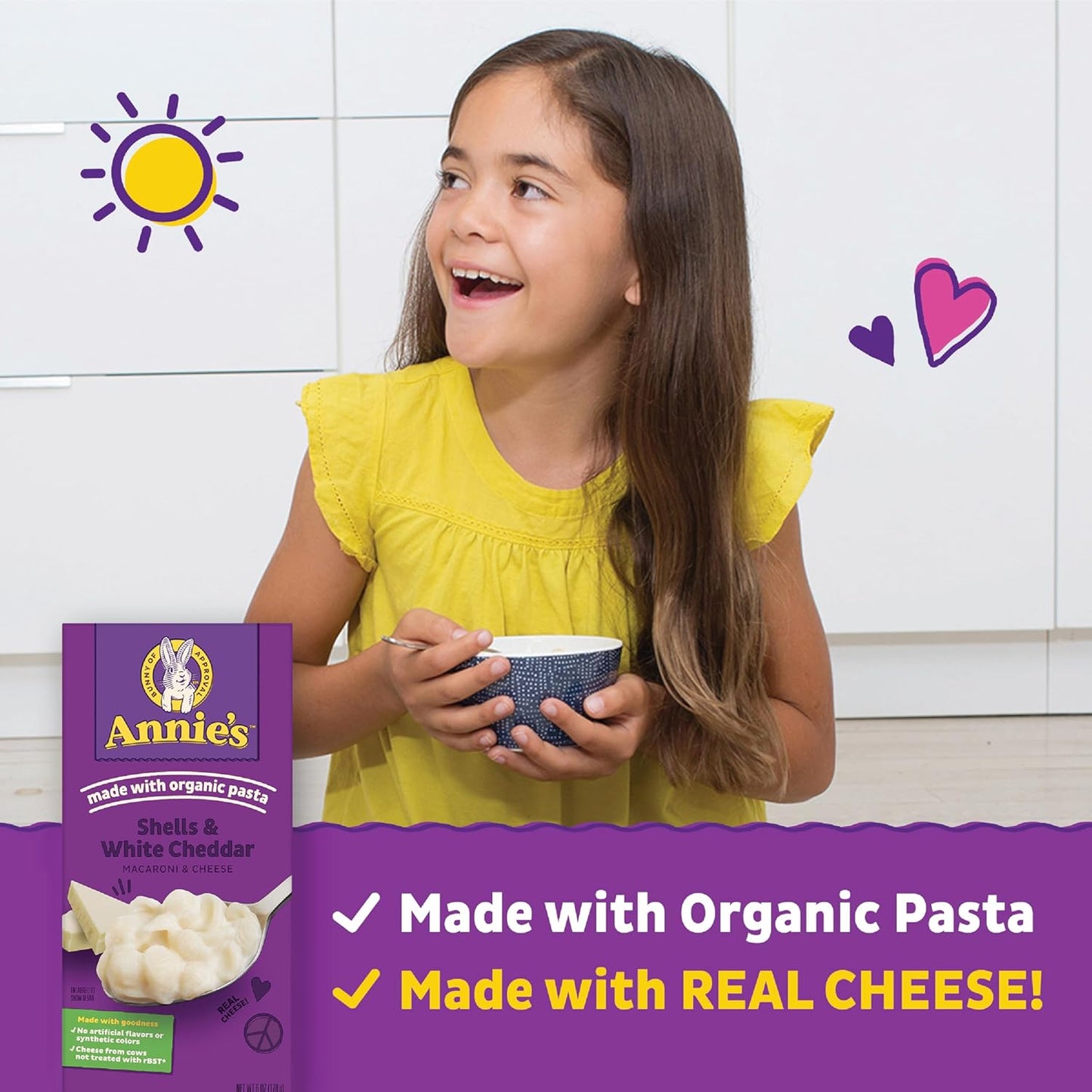 Annie’s White Cheddar Shells Macaroni & Cheese Dinner with Organic Pasta, Kids Mac & Cheese Dinner, 6 OZ (Pack of 12)