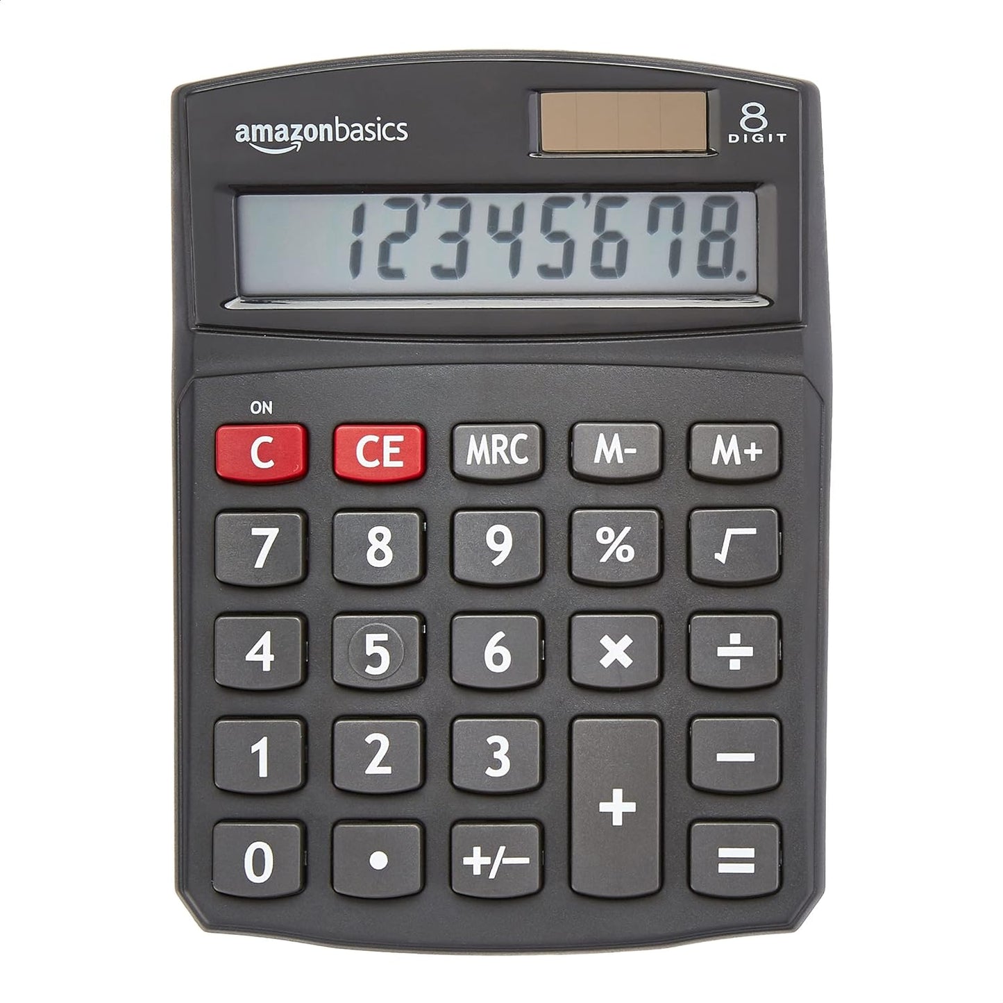 Amazon Basics LCD 8-Digit Desktop Calculator, 1 Pack, Small, Black