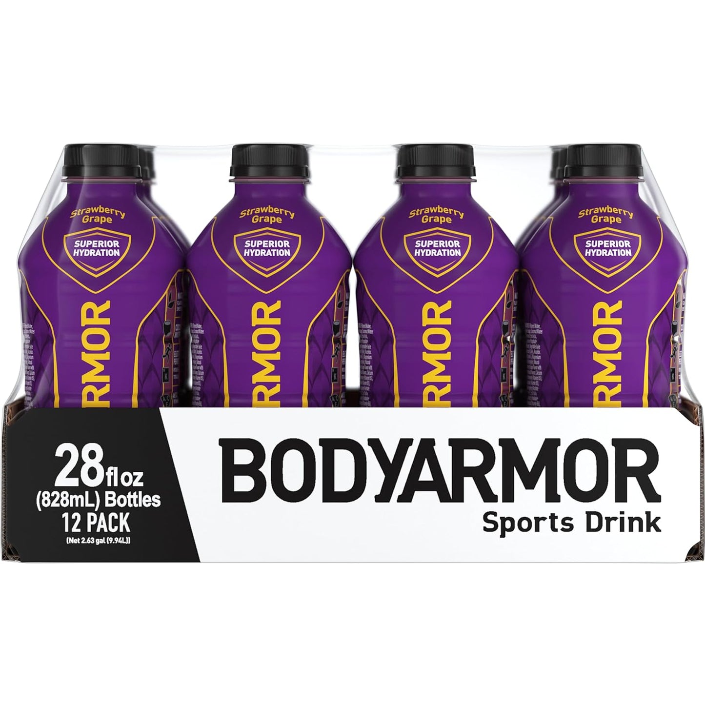 BODYARMOR Sports Drink Sports Beverage, Strawberry Grape, Coconut Water Hydration, Natural Flavors With Vitamins, Potassium-Packed Electrolytes, Perfect For Athletes, 28 Fl Oz (Pack of 12)