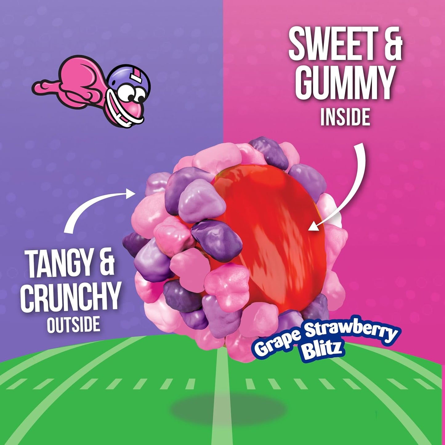 NERDS Gummy Clusters Candy, Grape Strawberry Blitz, Crunchy and Gummy, Game Day Candy, Football Party Supplies, 8 oz