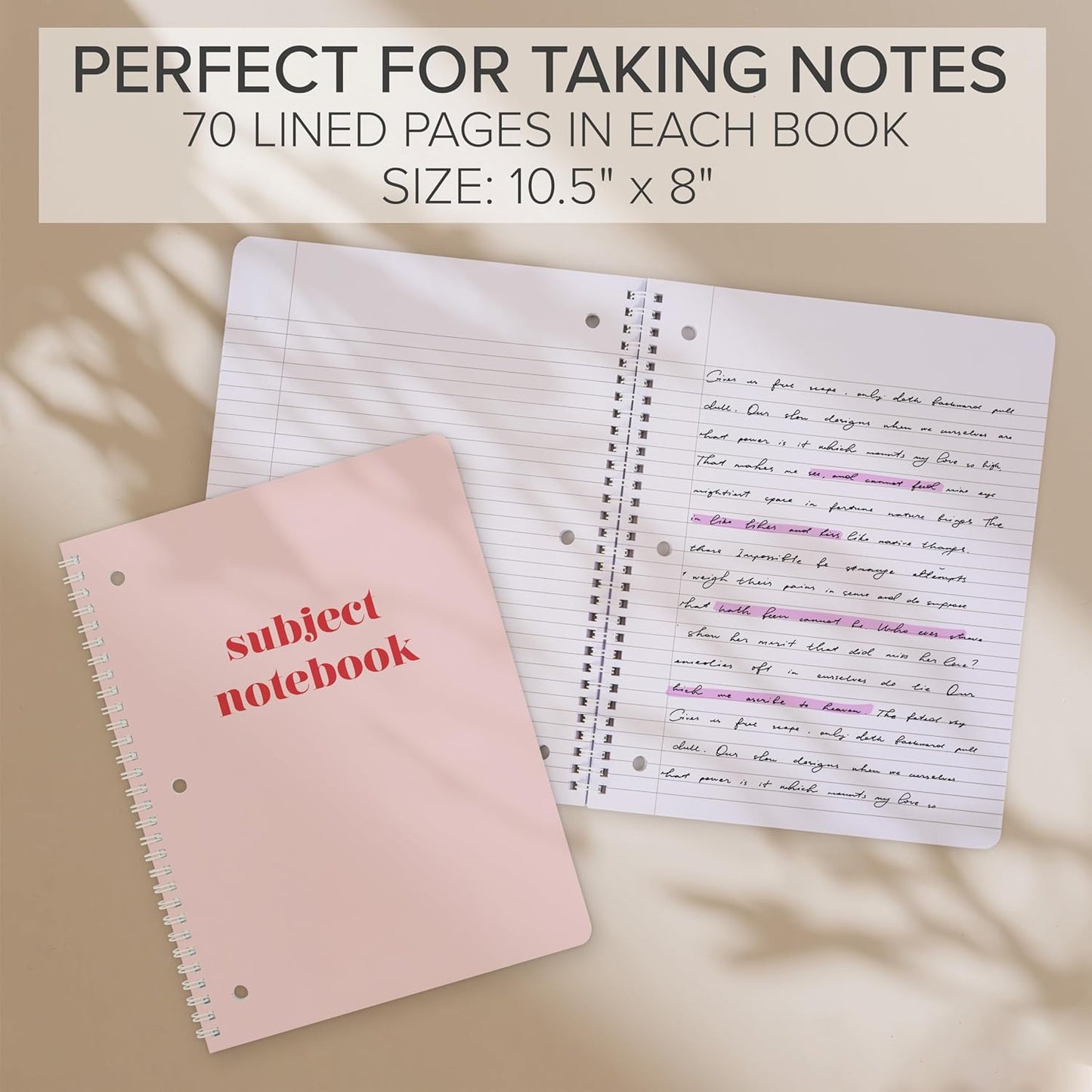 ZICOTO Aesthetic Spiral Subject Notebook Set of 3 For School or College - The Perfect 8" x 10.5" College Ruled Notebook with Premium Paper - Cute Student Supplies to Stay Organized at School