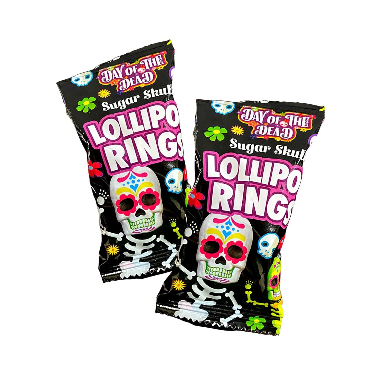 Halloween Day of the Dead Sugar Skull Lollipop Rings,7.61 ounce, Box of 18