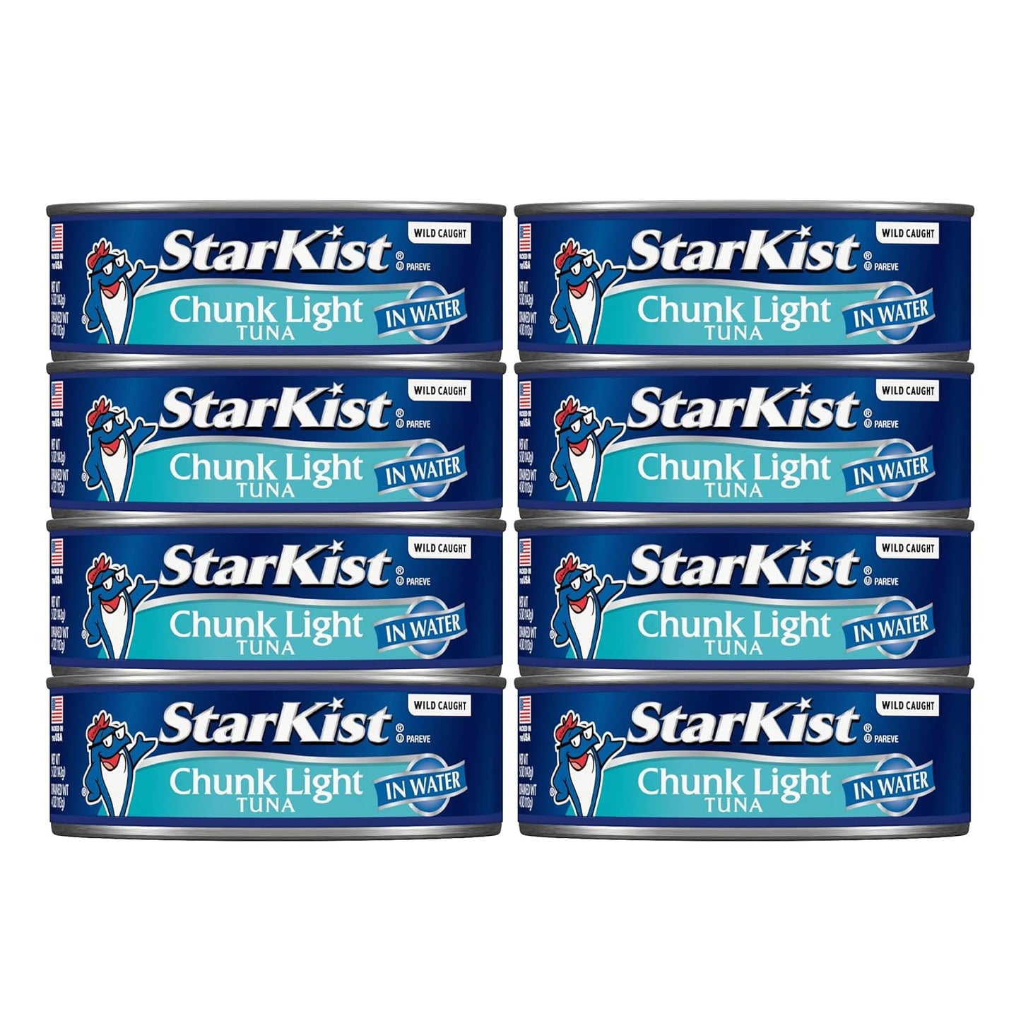 StarKist Chunk Light Tuna in Water, 5 oz (8 Pack) Canned Tuna Fish, Wild Caught, Gluten Free, Ready to Eat, Perfect for Salads, Keto Meals and Snacks, with 20g Protein & 90 Calories Per Serving