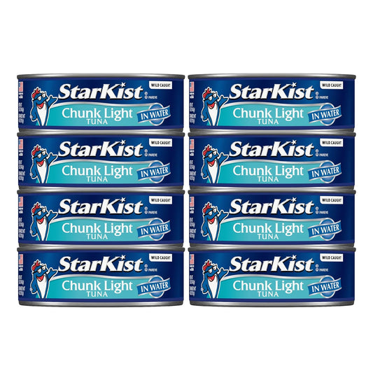 StarKist Chunk Light Tuna in Water, 5 oz (8 Pack) Canned Tuna Fish, Wild Caught, Gluten Free, Ready to Eat, Perfect for Salads, Keto Meals and Snacks, with 20g Protein & 90 Calories Per Serving