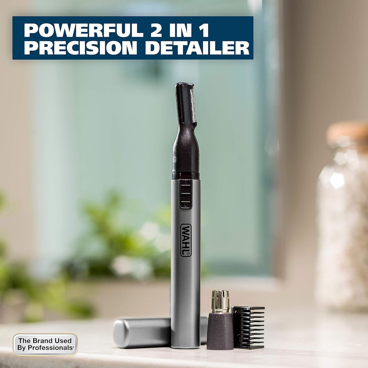 Wahl Micro Groomsman Battery Personal Trimmer for Hygienic Grooming with Rinseable, Interchangeable Heads for Eyebrows, Neckline, Nose, Ears, & Other Detailing - 05640-600