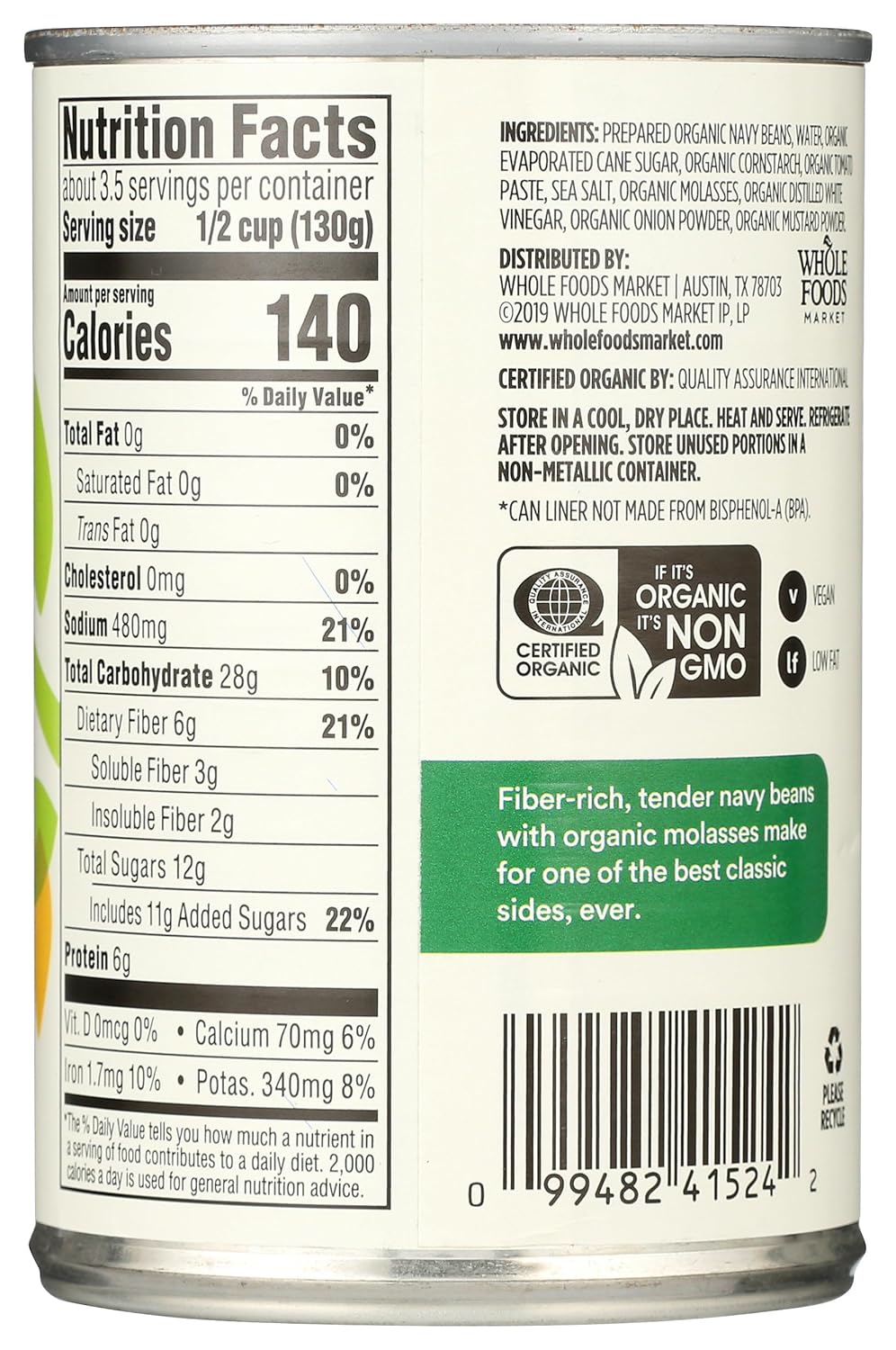 365 by Whole Foods Market, Organic Traditional Baked Beans, 15 Ounce