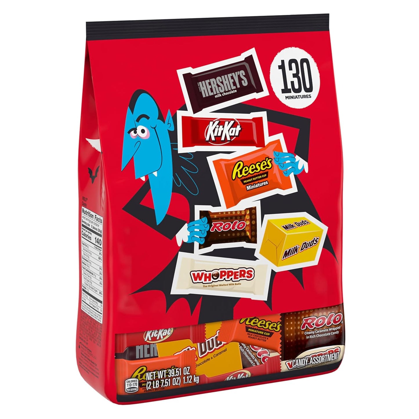 Hershey Miniatures Assorted Flavored, Halloween Candy Bulk Bag, 39.51 oz (130 Pieces)