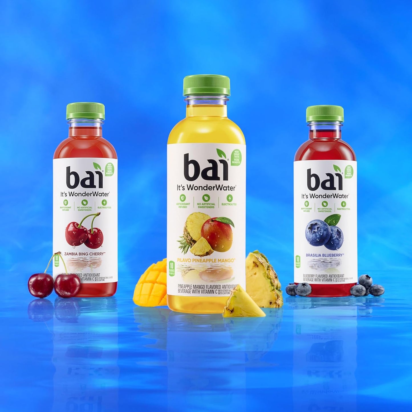 Bai Antioxidant Infused Water Beverage, Zambia Bing Cherry, with Vitamin C and No Artificial Sweeteners, 18 Fluid Ounce Bottle, 12 Pack