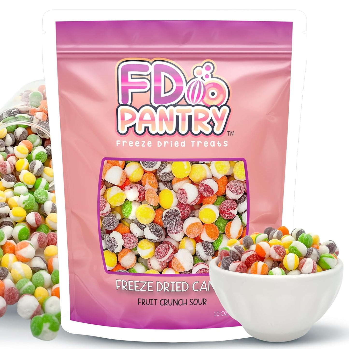 Fruit Crunch Sour - Freeze Dried Candy, 10 oz - Assorted Sour Flavors, Large Pouch - Ideal Gift Snack Treat