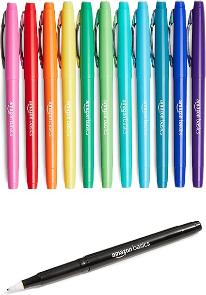 Felt Tip Marker Pens, 12-Pack, Assorted Colors