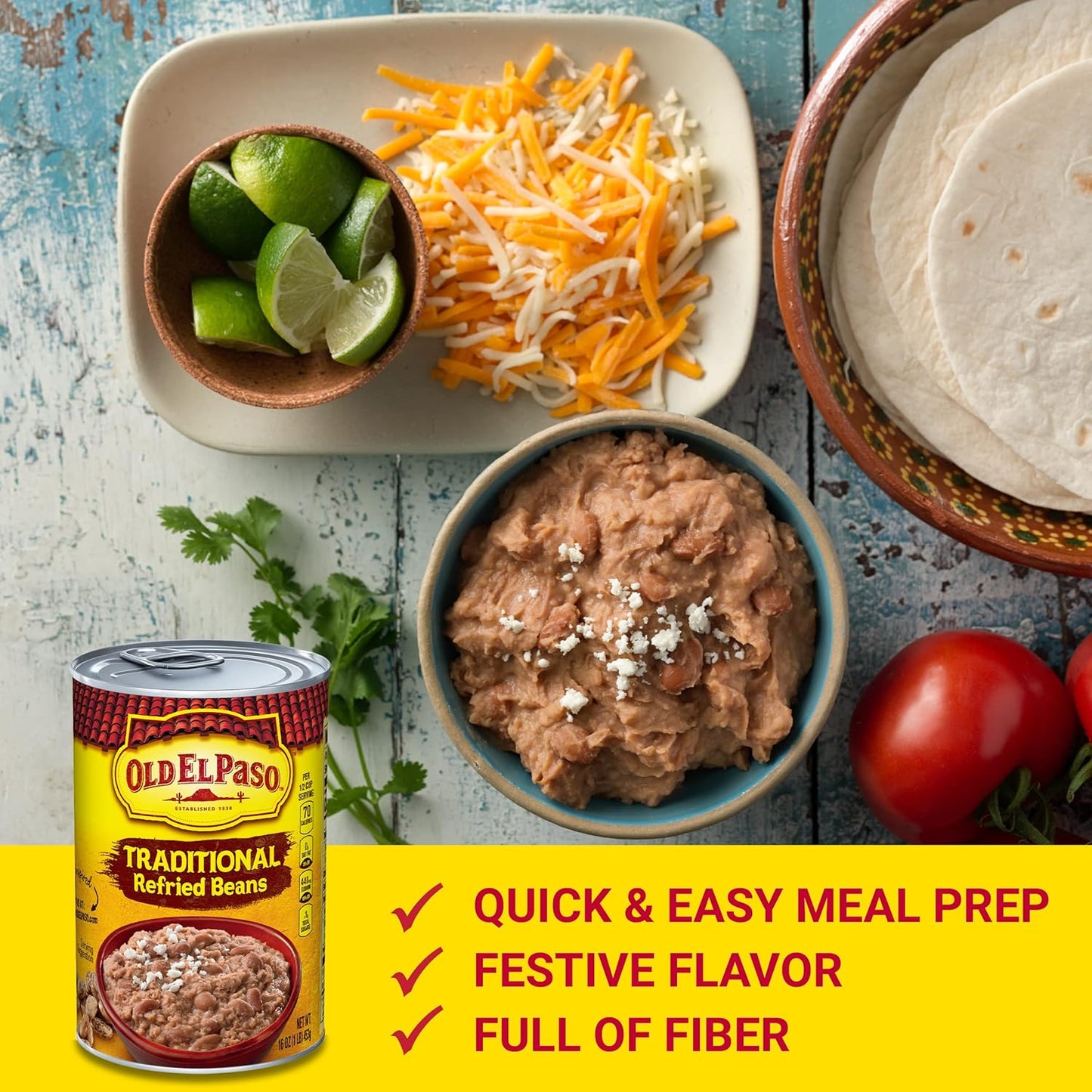 Old El Paso Traditional Refried Beans, 16 oz. (Pack of 12)