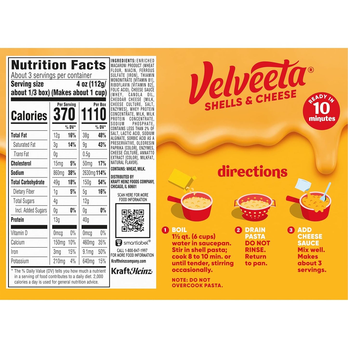 Velveeta Shells & Cheese Original Shell Pasta & Cheese Sauce Meal (3 ct Pack, 12 oz Boxes)