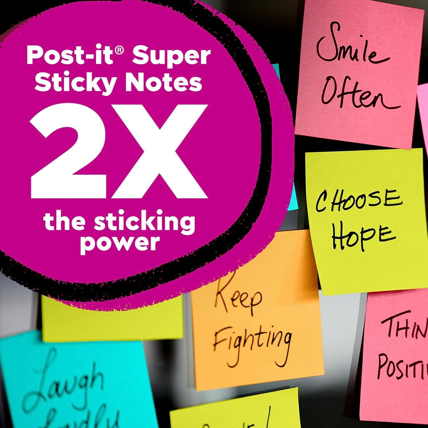 Post-it Super Sticky Notes, 3 Sticky Note Pads, 3 x 3 in., School Supplies for Students, Ideal for Textbooks, Notebooks, Walls and Vertical Surfaces, Energy Boost Collection